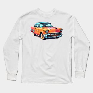 Colored Classic Car Design in Vibrant Vector Style Long Sleeve T-Shirt